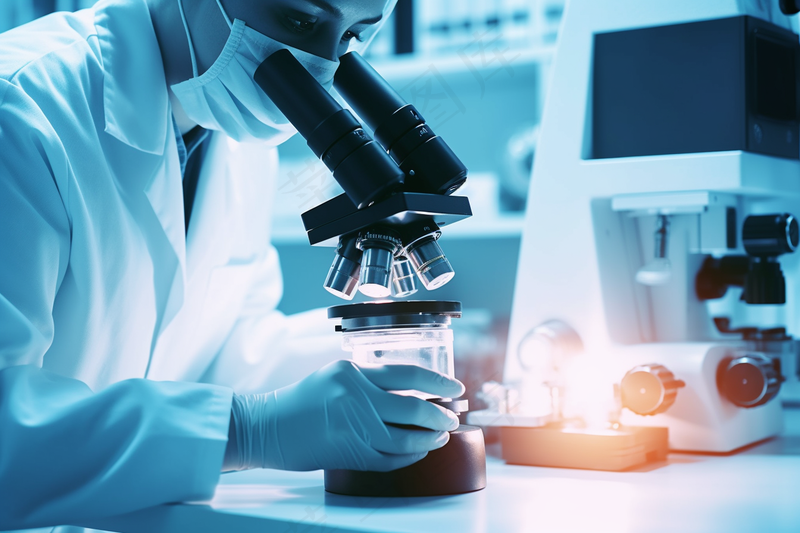 实验室显微镜科学化学实验人员摄影图