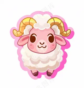 小绵羊粉色动物卡通插画免抠