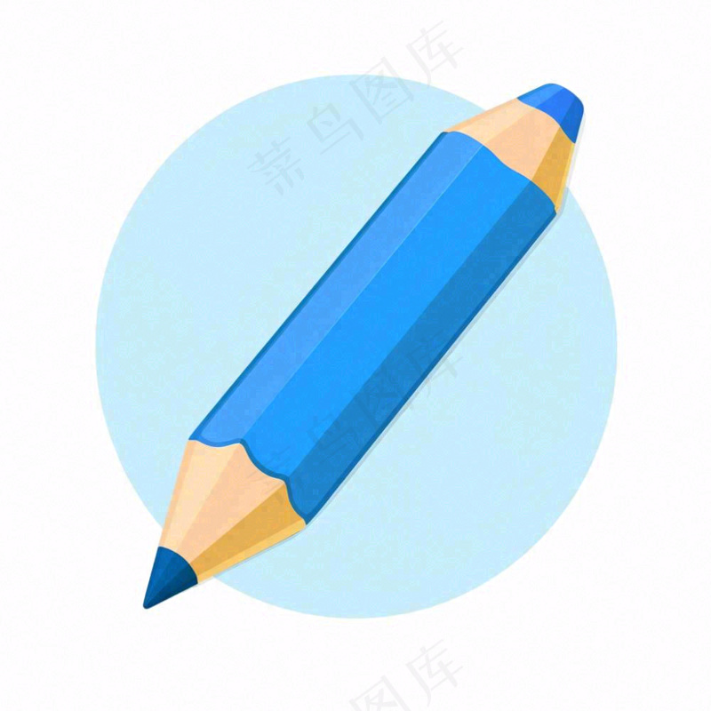 铅笔蓝色学习工具卡通插画免抠