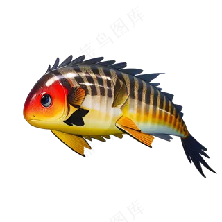 黄色卡通手绘鱼免抠素材39