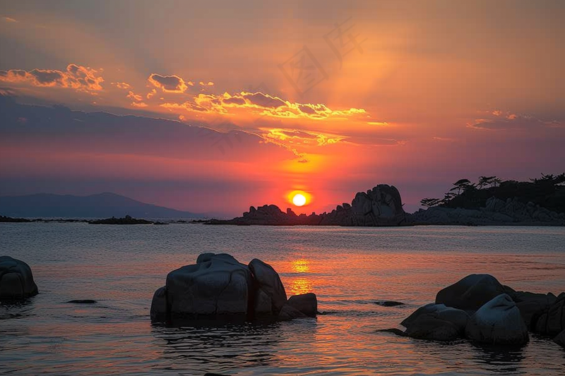 海上清晨日出朝霞云层摄影图(4032x2688)