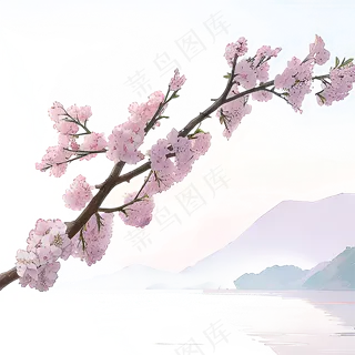 粉色手绘梅花一枝梅素材10