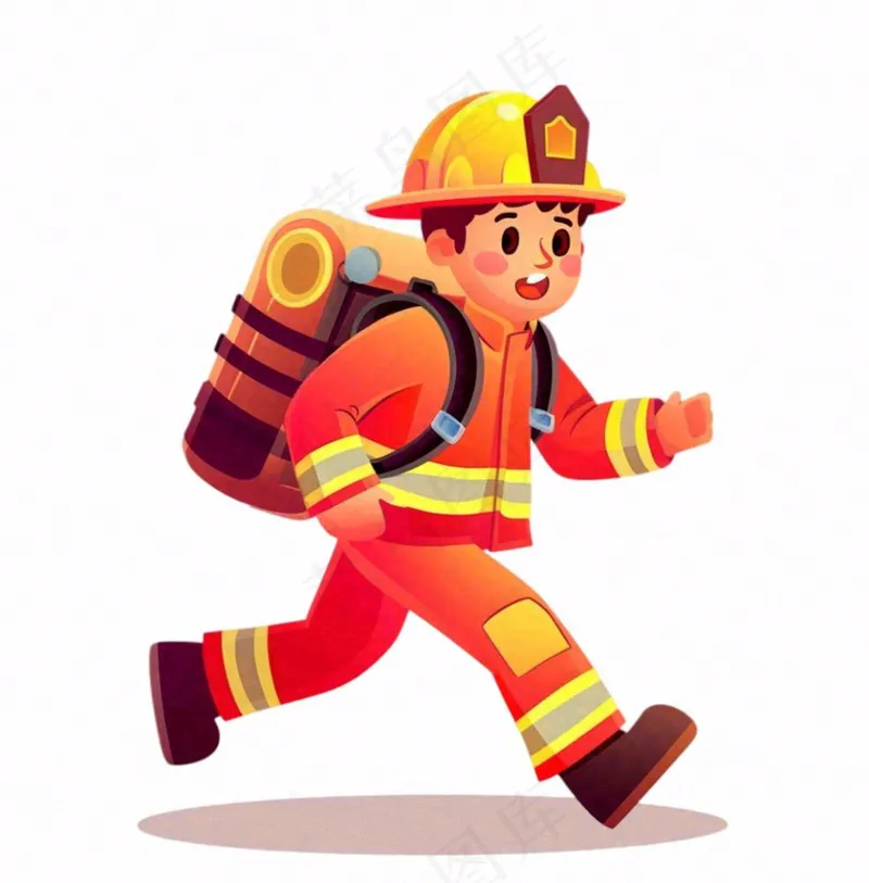 消防员救火灭火劳动人物卡通插画免抠(1024x1040)