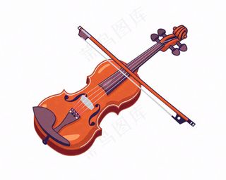 小提琴乐器音乐卡通插画免抠
