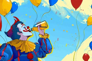 游乐园马戏团小丑搞怪气球愚人节卡通插画背景
