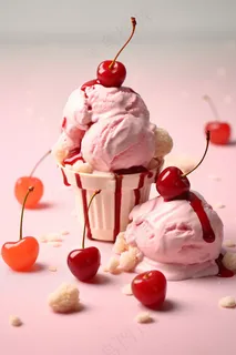 夏日冰淇淋清凉蛋筒甜点摄影图