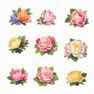 红色黄色粉色玫瑰花免抠素材82