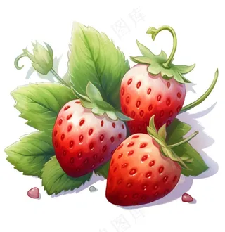 美味草莓可口卡通插画免抠