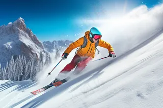 滑雪运动山坡白雪山地摄影图