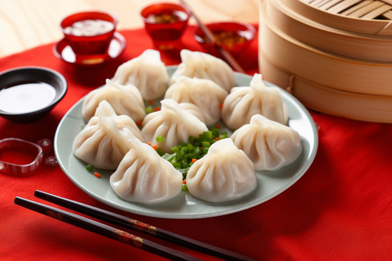 饺子包饺子新年团聚吃饺子美食摄影图