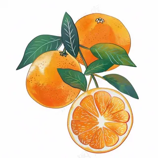 橘子橙子水果水彩画免抠