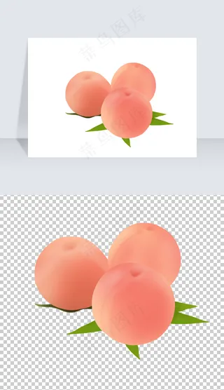  水果插画写实粉色桃子水蜜桃