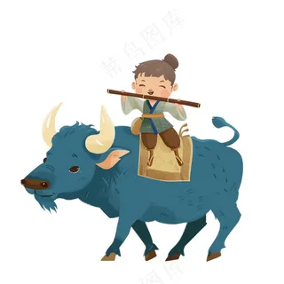 牧童人清明春分插画免抠