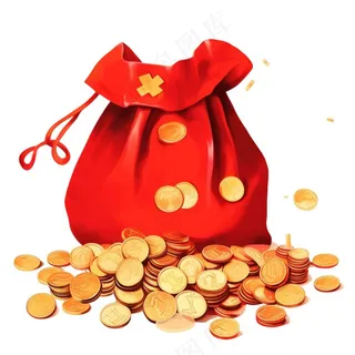 大吉卡通新年福袋金元宝简约福袋金子金币国潮新年元素免抠