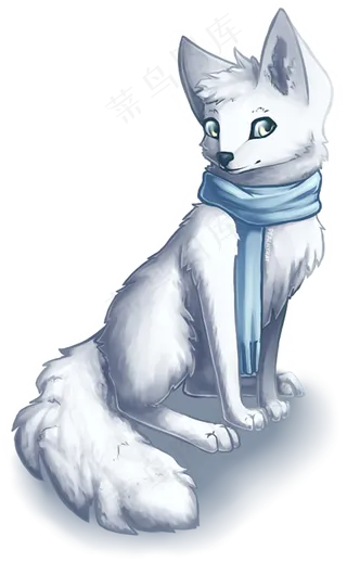 卡通2D立体插画动物北极狐狸透明底PNG