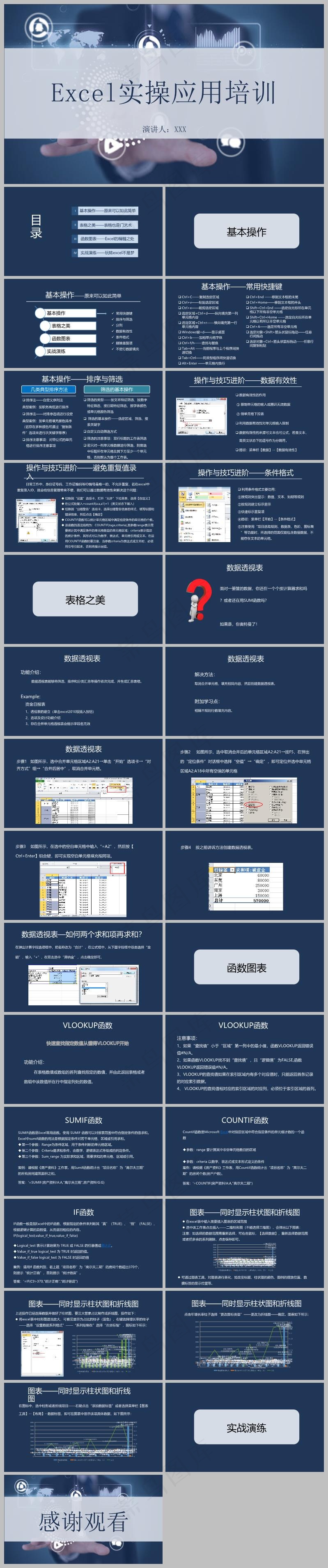 蓝色商务表格实操技巧培训PPT