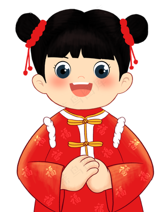 福娃拜年  丸子头卡通形象