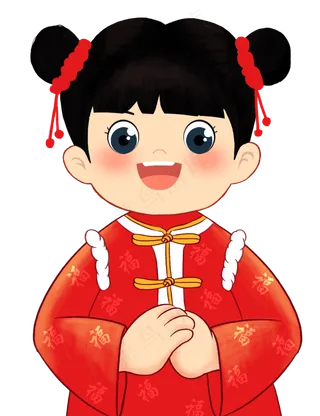 福娃拜年  丸子头卡通形象