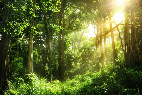 山林森林阳光绿色大自然风景摄影图