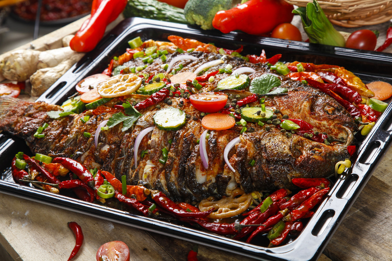 麻辣烤鱼美食背景