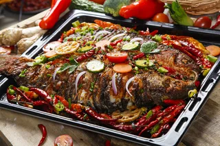 麻辣烤鱼美食背景