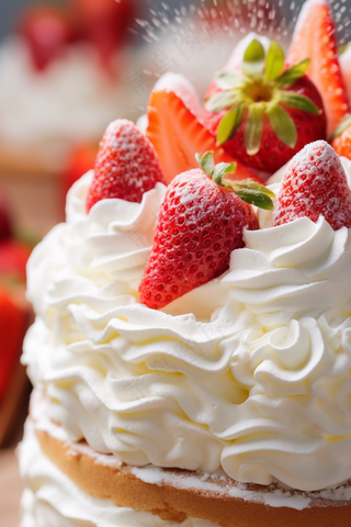 草莓奶油蛋糕水果蛋糕下午茶美食甜点摄影图