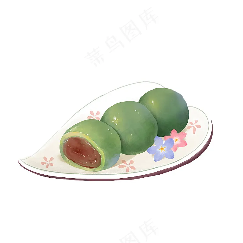 绿色排排坐青团 卡通psd模版下载