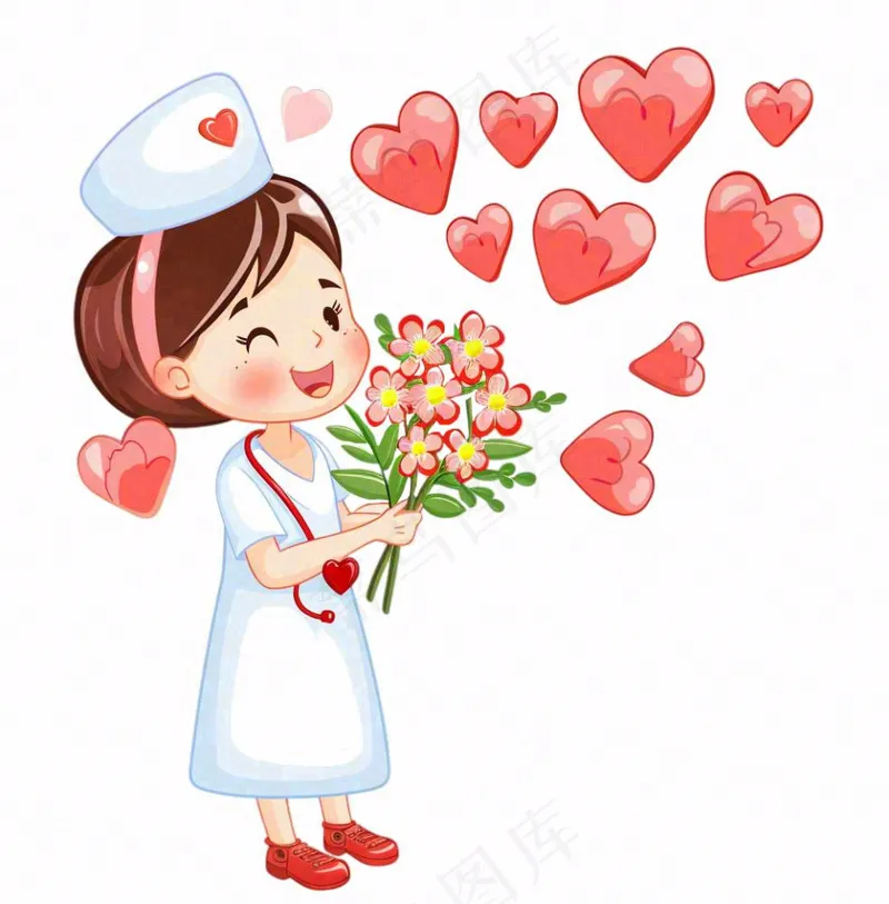 护士医生爱心医疗人物卡通插画免抠(1024x1040)