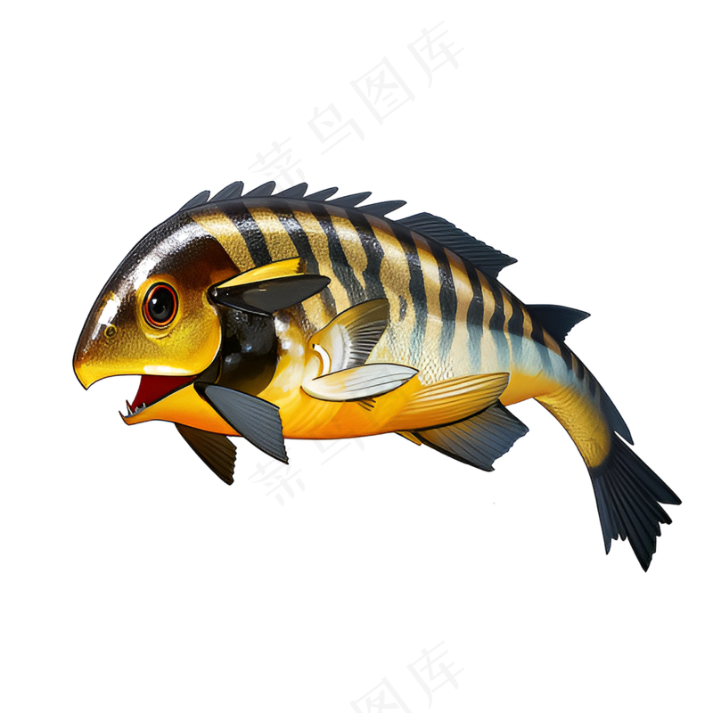 黄色卡通手绘鱼免抠素材58