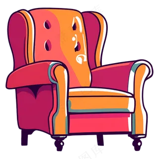 免抠卡通单人沙发