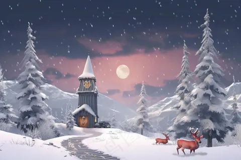 清新蓝色温馨圣诞老人背景