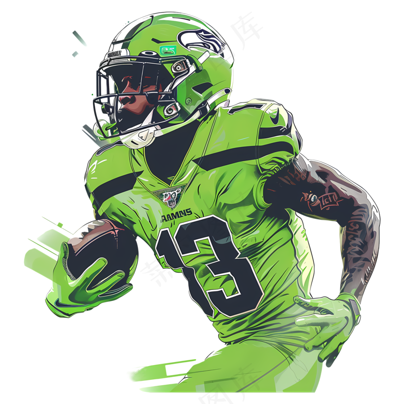 免抠绿色卡通运动员