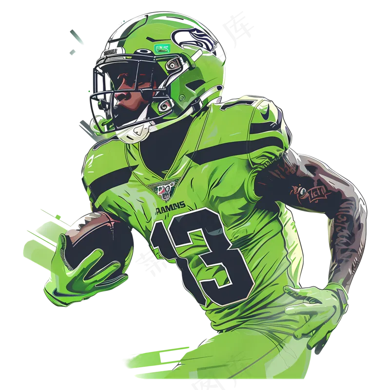 免抠绿色卡通运动员