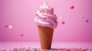 夏日冰淇淋清凉蛋筒甜点摄影图