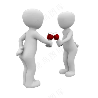 3D酒会白色小人ppt用