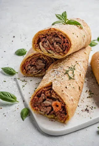 Ai产生的开胃的鸡肉卷图片