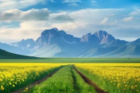 新疆春天草原风光大自然风景摄影图 新疆春天草原风光大自然风景摄影图