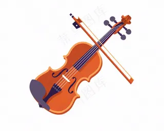 小提琴乐器音乐卡通插画免抠