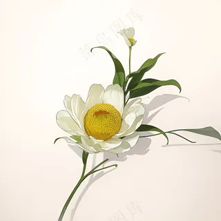 白色黄色手绘新中式风格花植物164
