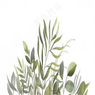 绿色手绘练习稿植物草01