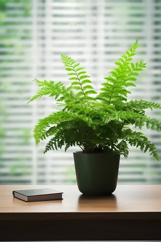 书桌上的绿植盆栽摄影图