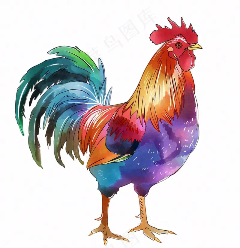 大公鸡彩色卡通插画免抠(1024x1056)