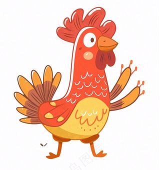 大公鸡雄赳赳彩色十二生肖卡通插画免抠