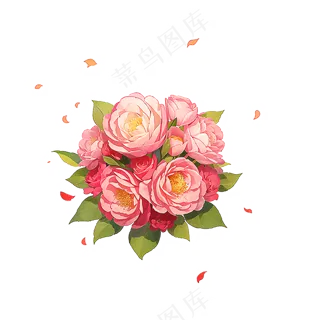 粉色花朵桃花玫瑰免抠素材15