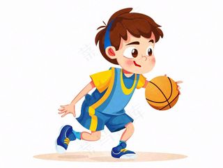 打篮球男孩运动员卡通插画免抠