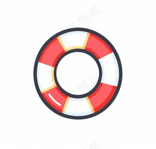 游泳圈救生圈卡通插画免抠