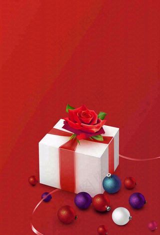 红色背景下的玫瑰花礼盒礼物惊喜情人节七夕背景
