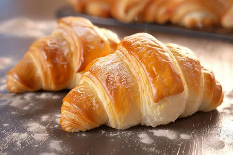 牛角包面包可颂甜点美食摄影图