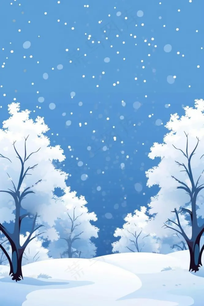 清新蓝色雪景背景(896x1344)