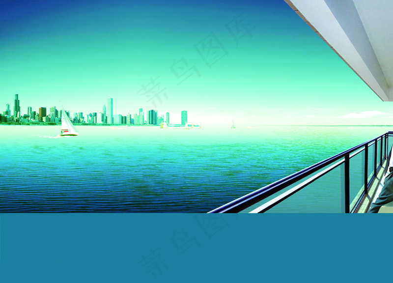 蓝海海景房房产远航背景psd模版下载
